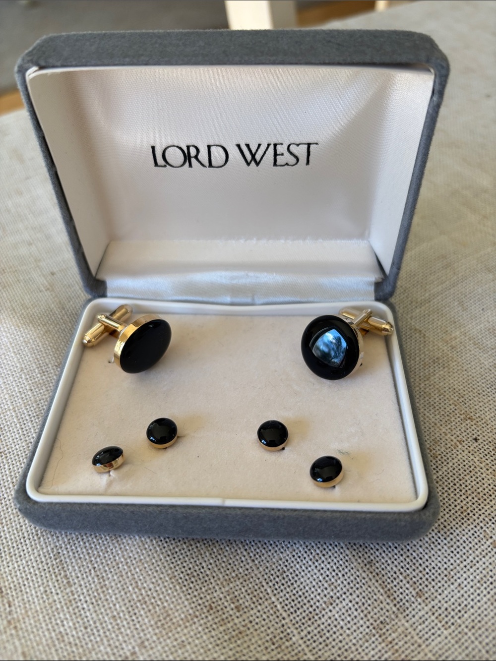 Black Onyx Cufflinks and Stud Set